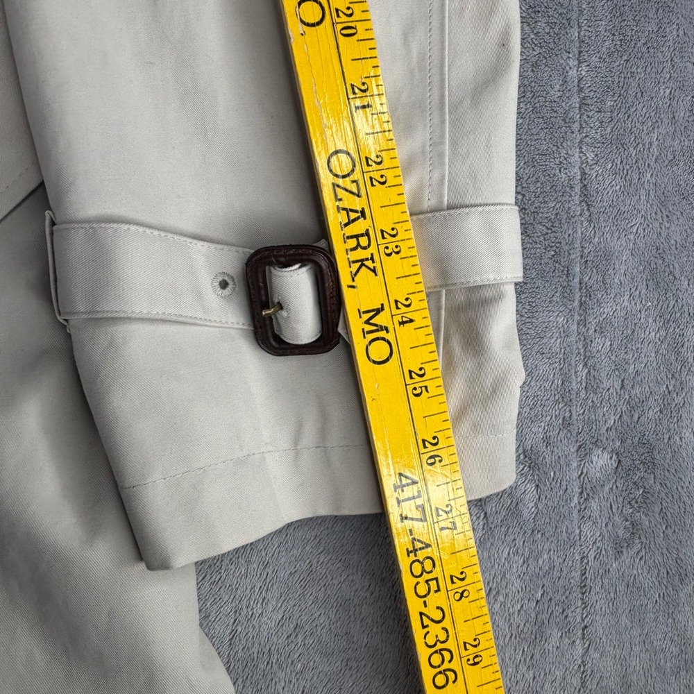 Brooks Brothers Trench Coat Men 46R Beige Regent Fit Belted Cotton Blend Check - Picture 9 of 12